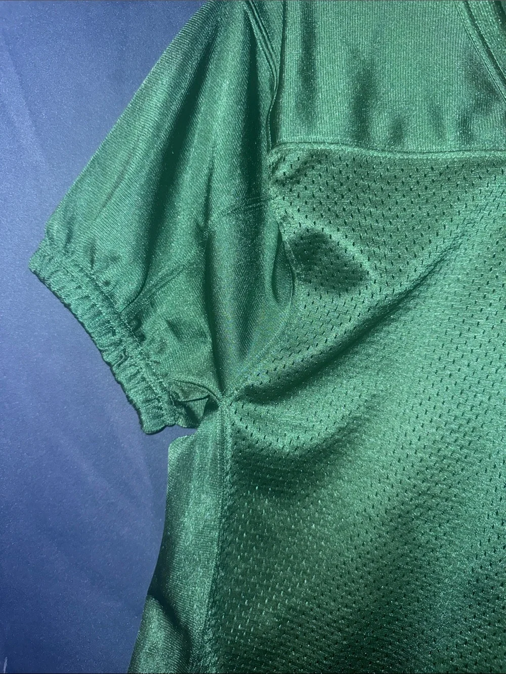 Nike Green Mesh V-Neck Athletic Jersey with White Swoosh
